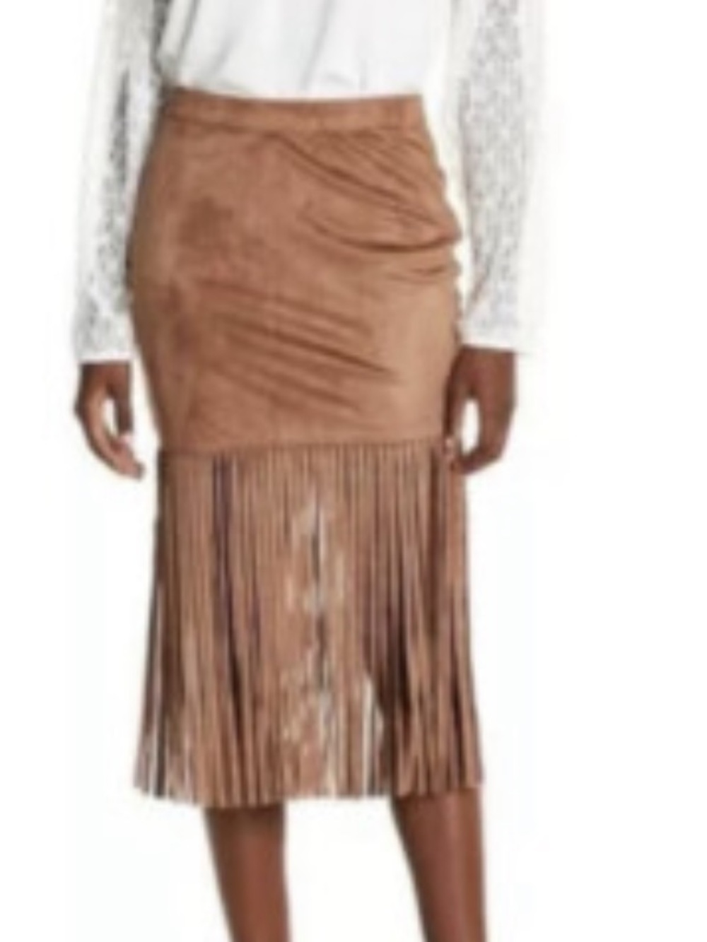 Astars Leather Fringe Skirt Mocha Suede Western Country Concert NEW chic